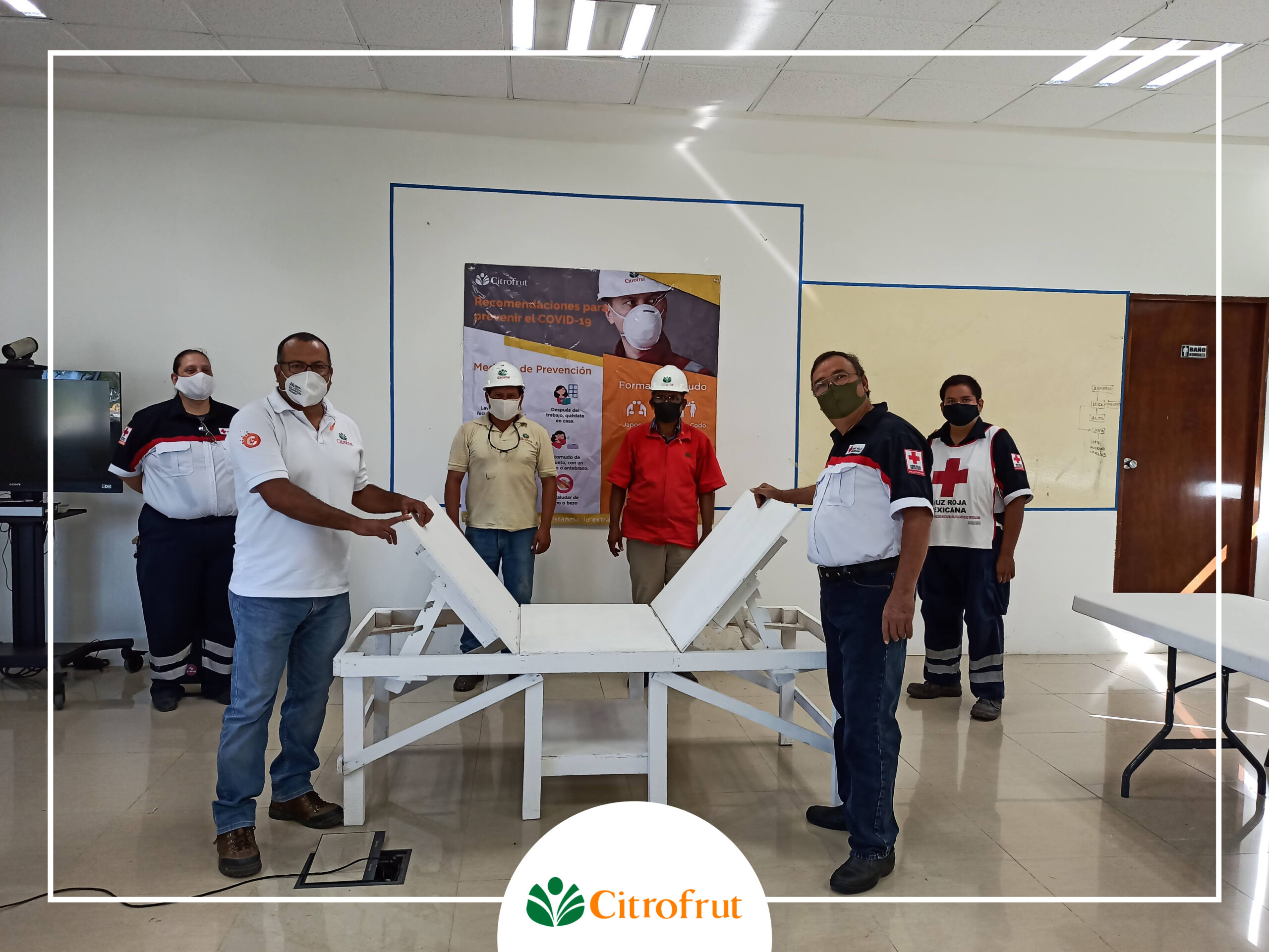 Mexican juice Company donates stretchers and masks